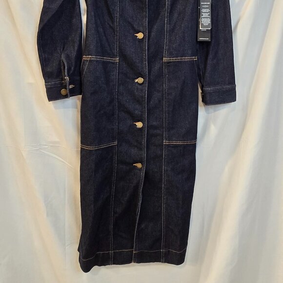 NWT Liverpool Duster Jacket Size XS Blue Trench Belt Pockets - Picture 8 of 9